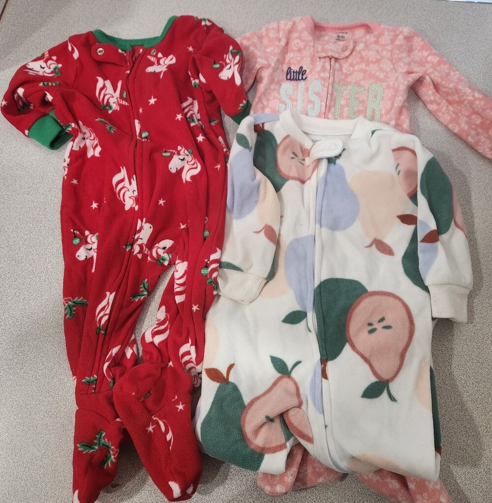 Carter's Red Pink Baby Girls Fleece Sleeper Full Zip 3 Pieces 6M